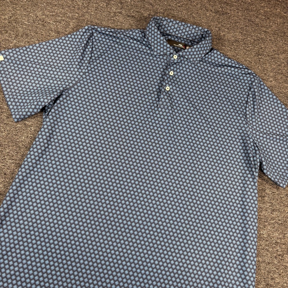 RLX Ralph Lauren Polo Shirt Mens XXL Blue Compass Print Golf Performance AOP